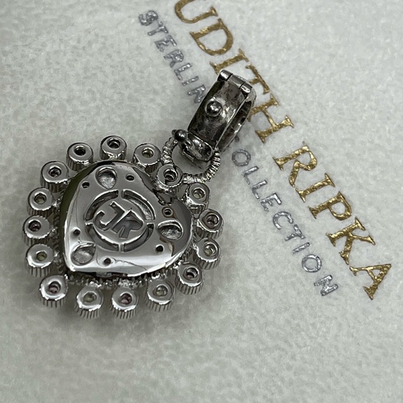 Vintage Judith Ripka Sterling Silver Heart Enhancer Pendant with Mother of Pearl - Picture 5 of 16